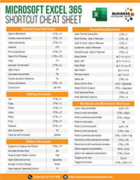 excel shortcuts cheat sheet
